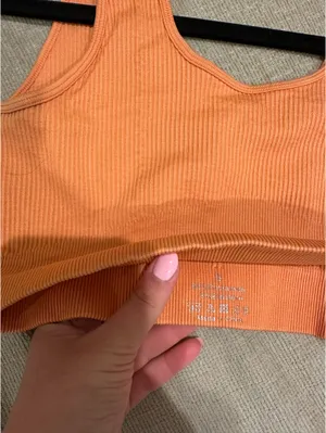 Orange Ribbed Seamless Crop Top thumbnail 2