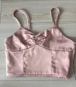 PacSun Lottie Moss Satin Crop Top Blush Pink thumbnail 1