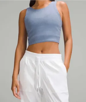 Lululemon ribbed softreme tank top cropped oasis blue athleisure activewear yoga thumbnail 1