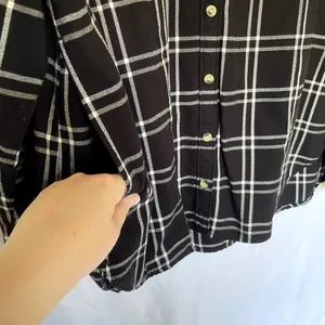 Jachs boyfriend black white checkered button down shirt pockets‎ women's M thumbnail 5