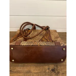 Patricia Nash Tooled Leather Fringe Tote Bag Purse Brown Floral‎ Western thumbnail 11