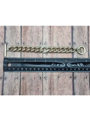 Victoria’s Secret Pave Set Crystal Chunky Gold Curb Chain Toggle Bracelet thumbnail 7