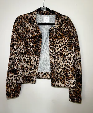 LuLaRoe Leopard Print Jean Jacket in Brown and Black thumbnail 1
