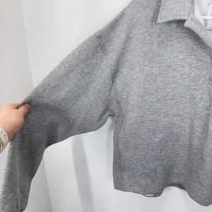 MPG Sport Grey Collared Pullover‎ Sweatshirt Cropped Boxy Athleisure Size Medium thumbnail 8