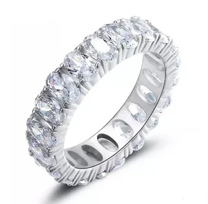 Sterling Silver SIZE 6 925 Oval Cubic Zirconium Eternity Ring thumbnail 1