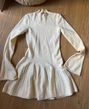 Meshki Cream Knit Mock Neck Sweater Dress thumbnail 1
