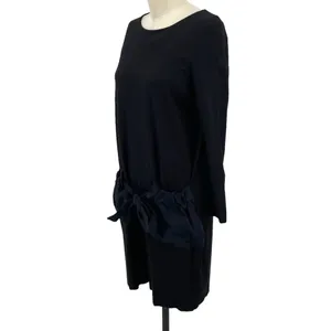COS Black Tie Front Long Sleeve Paperbag‎ Skirt Dress Size Small thumbnail 4