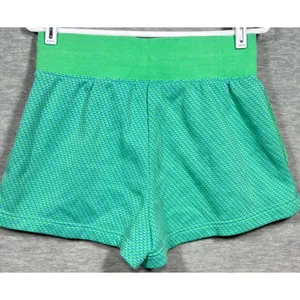 Nike Womens M Shorts Green Blue Swoosh Fleece Athletic Pull On‎ Comfort Casual thumbnail 4