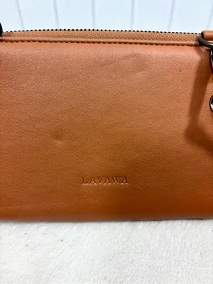 LAVAWA Tooled Brown Leather Crossbody Wallet with Turquoise Accent thumbnail 8