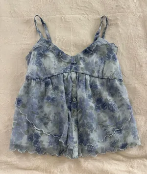Hollister Blue Babydoll Top thumbnail 1