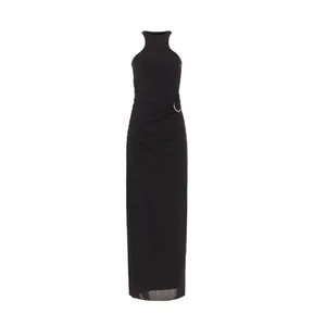 Halston - Lang Black Ruched Jersey Maxi Dress Size 14 Racerback thumbnail 5