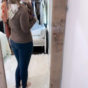 Small brown boho thermal top with floral hood thumbnail 4