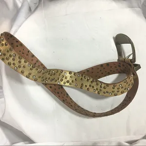 Vintage Arizona gold leather embellished belt thumbnail 4