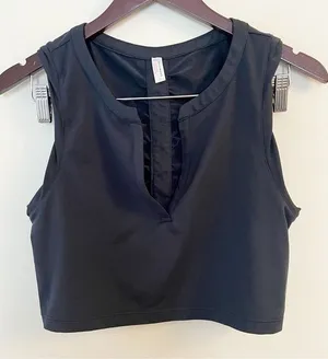 Free People Movement Upper Hand Crop Top in Black Sleeveless Size Large Slim Fit thumbnail 1