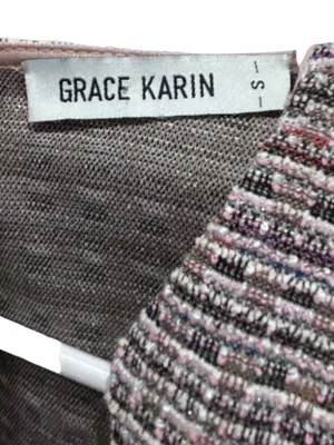 Grace Karin Tweed Sheath Dress Sz S Pink Black Metallic Square Neck Career thumbnail 4