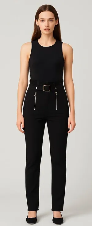 Rehab Black Straight Skinny Leg Women's Trousers Pants Gold Accents Medium thumbnail 1