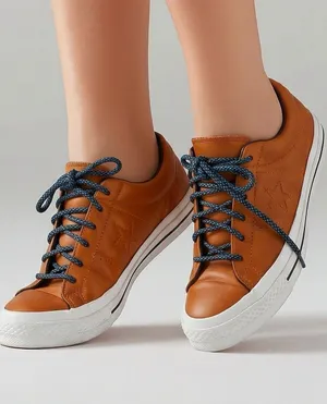 Converse leather low top burnt orange lace up shoes sz 8.5 thumbnail 1