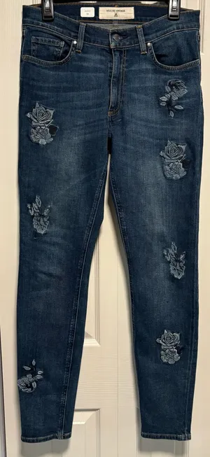Miss Me Vintage Skinny Rose Embroidered Denim Jeans Floral Y2K thumbnail 1