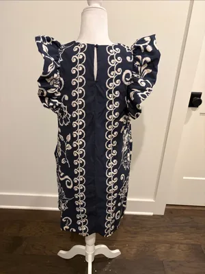 TCEC Navy Flutter Sleeve Dress Sz M thumbnail 4