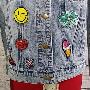 Honey Punch Patch Denim Jean Jacket Sz S thumbnail 5