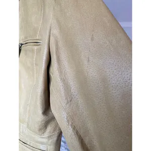 Ruff‎ Hewn Camel Leather Jacket Moto World Map-Lined Traveler Parisian Scandi thumbnail 7