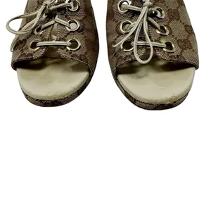 Vintage Gucci GG Monogram Canvas Wedge Slide Sandal US 8 thumbnail 3