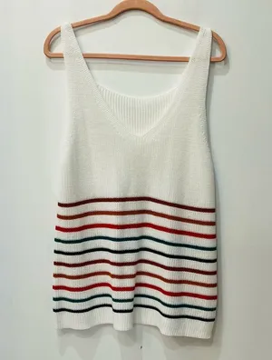 Boutique Colorful striped tank top size Large vneck sweater thumbnail 1