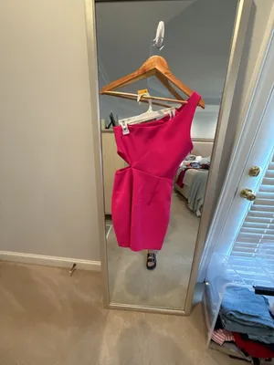 Amanda Uprichard Bowen Mini Dress in Hot Pink thumbnail 5