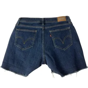 Levi's 529 Curvy Skinny Cut Off Denim Shorts Dark Wash Raw Hem Size 8 thumbnail 2