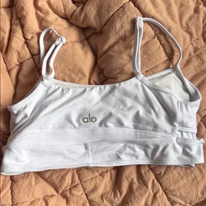 Alo Yoga Airbrush Enso Criss Cross White Sports Bra thumbnail 4