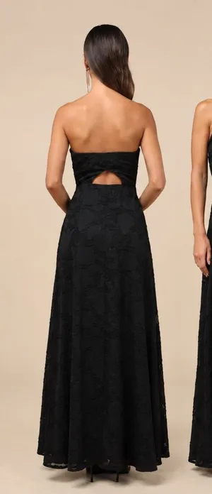 LULU's Prom Wedding Bridesmaid Romantic Garden Bustier Floral Strapless Maxi thumbnail 1