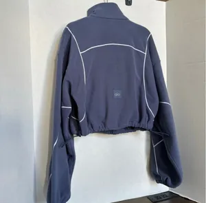 Alo Yoga Polar Fleece Game Time Full Zip Jacket Bluestone White Large thumbnail 8
