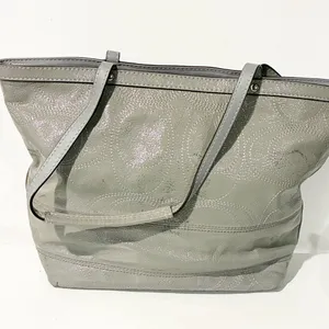 COACH E1120-F15142 Patent Leather Stitched C‎ Tote Shoulder Bag Grey thumbnail 7