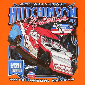 Neon Orange Hutchinson Nationals Sprint Car Racing Graphic T-Shirt thumbnail 2