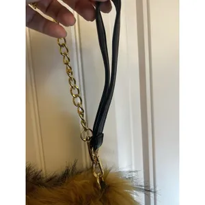 Faux Fur Shoulder Crossbody Bag Brown Gold Chain Cozy Winter Plush Handbag Purse thumbnail 9