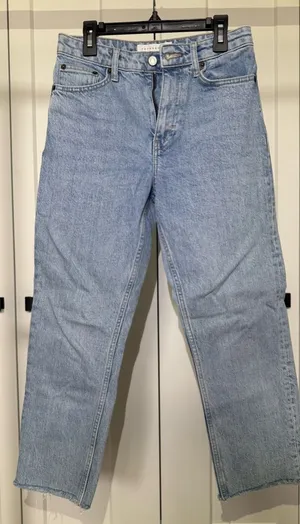 Topshop Light Blue Straight Jeans thumbnail 1