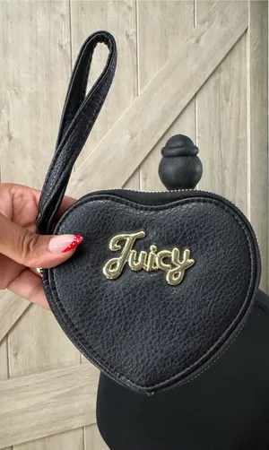 Juicy Couture Black Heart Wristlet with Gold Logo thumbnail 1