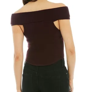 Free People This Cutie Ribbed Knit Folded Off Shoulder Top Size L thumbnail 3