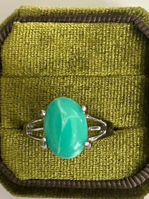 Elegant/Classic Titanium Steel Turquoise Marble Design Ring Size 9 NWT thumbnail 1