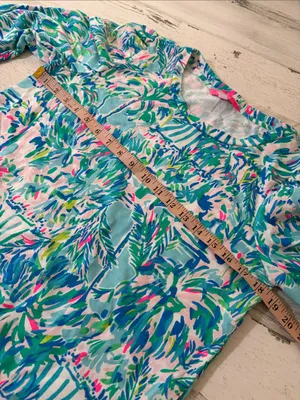 Lilly Pulitzer Jansen Lightweight Sweatshirt Blue Ibiza Cabana Cocktail thumbnail 9