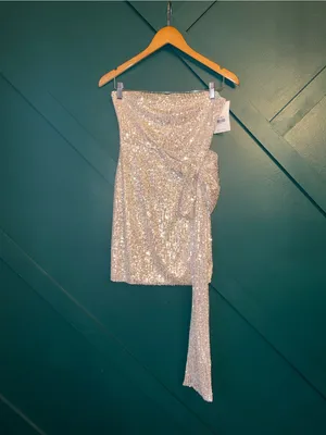 Hello Molly She’s The Gift Sequin Mini Dress Beige Party Going Out thumbnail 3