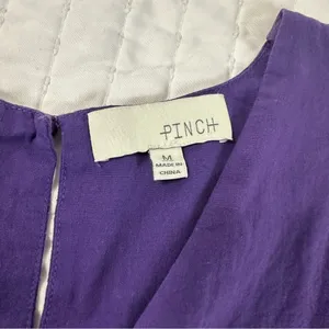 Pinch 100% Cotton Purple V-Neck Mini Dress With Pockets thumbnail 10