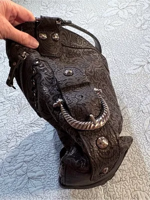 ♨️NWT Patricia Nash Lancaster Tooled Leather Studded Western Buckle Tote Bag❤️ thumbnail 9