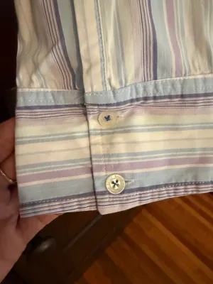 Sz L Sz LG Eddie Bauer Striped 3/4 Sleeve Button-Down Shirt thumbnail 4