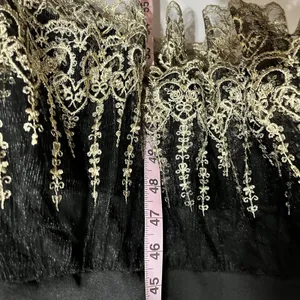 NWT POMANDER PLACE Black Lillith Maxi‎ Cocktail Dress w/ Gold Lace Size Large thumbnail 9