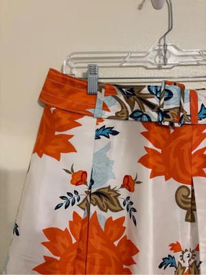 Talbots Bare Silk Floral A-Line Skirt Orange Blue Size 4 Belted thumbnail 7