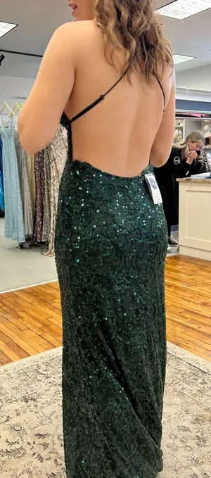 Emerald Green Sparkle Prom Dress Size 6 thumbnail 2