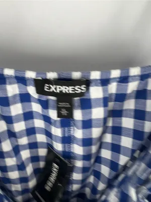 Express Blue and White Gingham One-Piece Romper thumbnail 4
