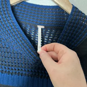 Free People Black Blue Snow Day Knit Thermal Top Medium thumbnail 8