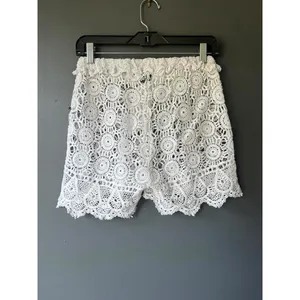 Cynthia Rowley White Crochet Lace Shorts with Tie Waist Size Small thumbnail 2